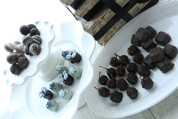 Chocolate Truffles ~ 4-Tier Gift Tower ~ Blue Butterfly Garden